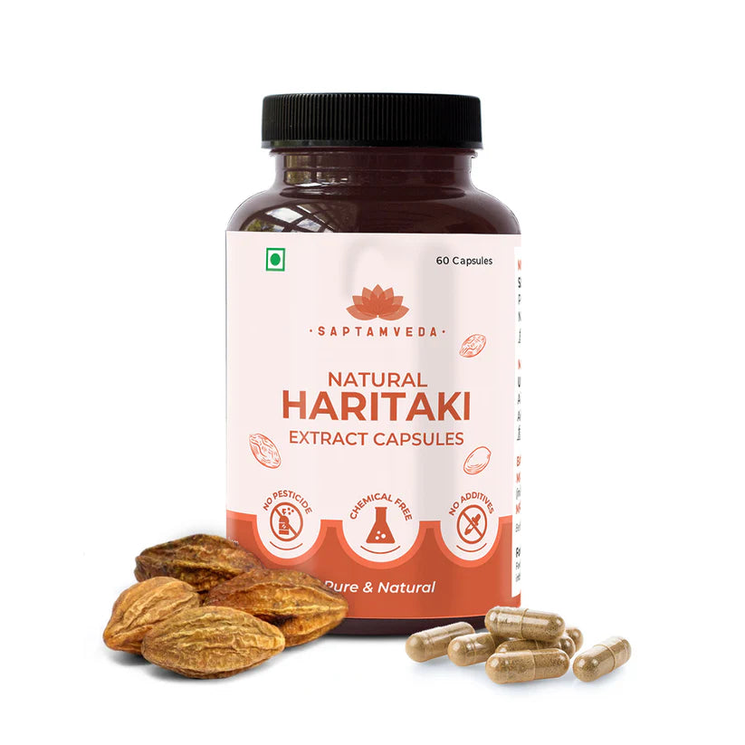 Natural Haritaki Capsules | Detoxifies Gut & Promotes Digestion | Veg Capsules (60 Veg)