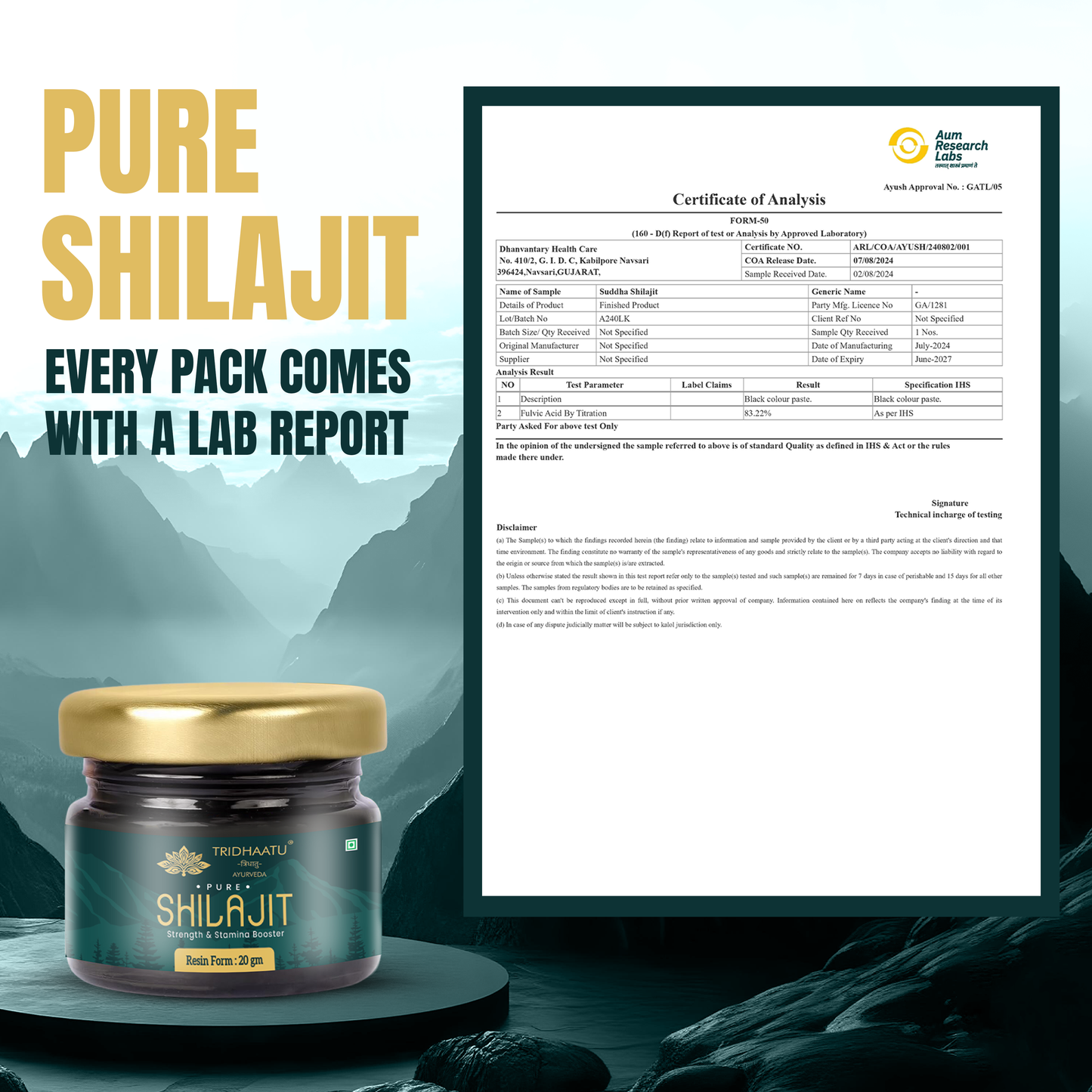 Pure Original Himalayan Shilajit/Shilajeet Resin - 20g | 500mg/Serving | 40 Servings | Boost Muscle Growth & Stamina | For men and women | 100% Ayurvedic