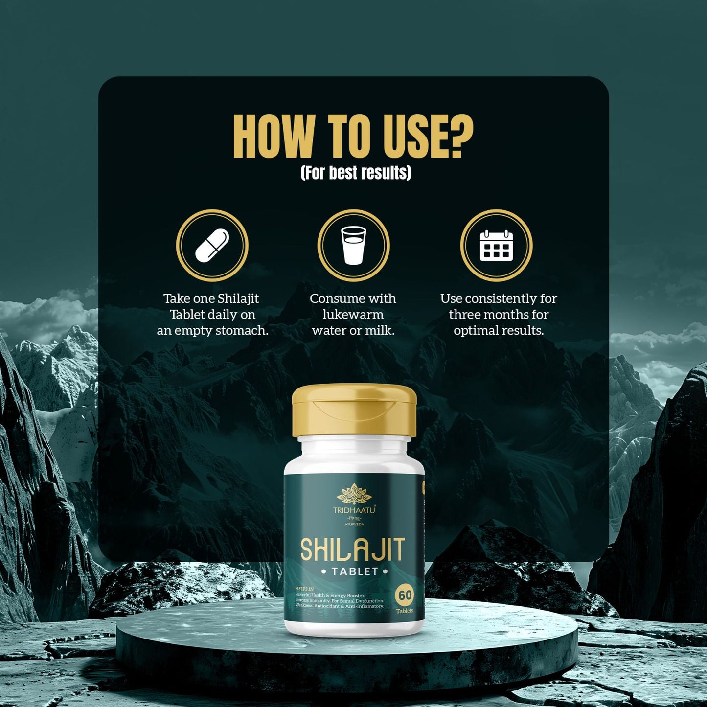 Pure Himalayan Shilajit/Shilajeet Tablets (500mg) - 60 Tabs | 100% Natural Ayurvedic Supplement for Men & Women | Boosts Energy, Stamina, Endurance & Vitality | Rich in Fulvic Acid & 80+ Trace Minerals