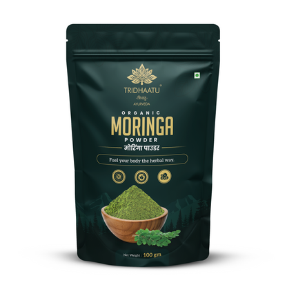 Tridhaatu Ayurveda Organic Moringa Powder (100g) – 100% Pure & Natural Sahjan Leaf Powder