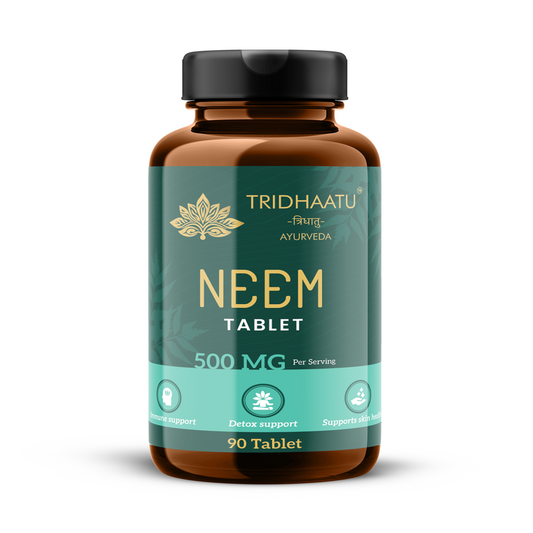 Neem Tablets For Acne and Pimple Free Skin Natural Blood Purifier, Plant-Based Anti-Bacterial, Anti-Viral, With Immunity Boosting Properties, GMP & NPOP Certified Organic, Pure Herbs Skin Wellness Tablets - 90 Count 500 MG