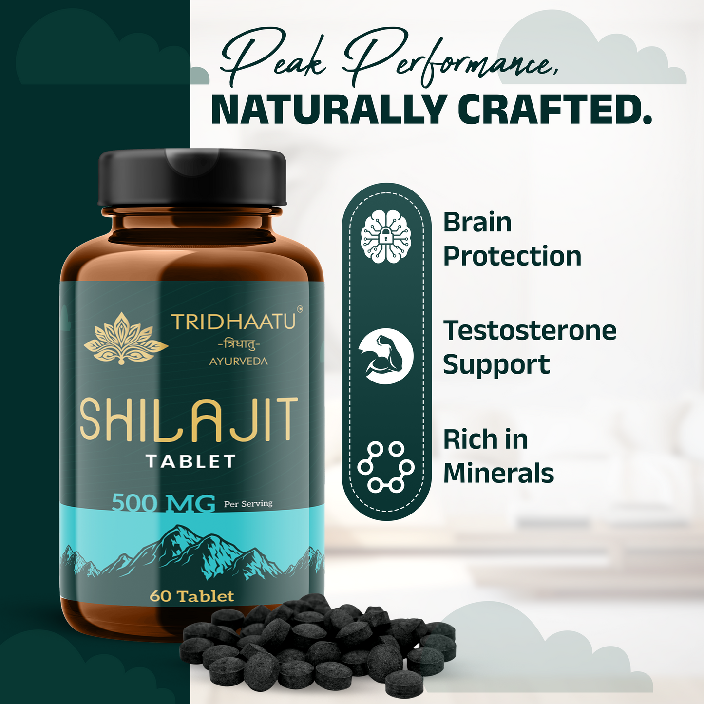 Pure Himalayan Shilajit/Shilajeet  Tablets (500mg) - 60 Tabs | 100% Natural Ayurvedic Supplement for Men & Women | Boosts Energy, Stamina, Endurance & Vitality | Rich in Fulvic Acid & 80+ Trace Minerals