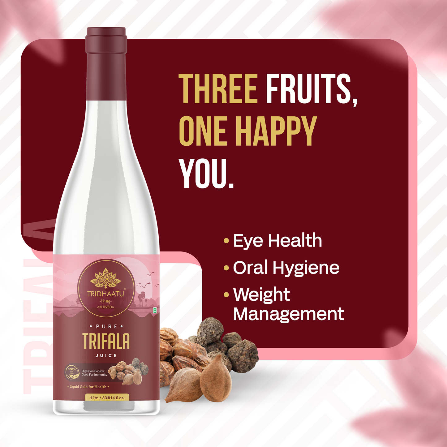 Pure Triphala / Trifala Juice - 1L Natural Digestion & Detox | Pure Amla, Baheda & Haritaki Blend | Natural Relief from Constipation & Acidity | Supports Digestion, Weight Management & Eye Health
