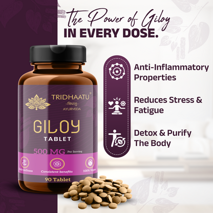 Pure Herbs Guduchi Giloy Tablets with 100% Pure Giloy Extract | Ayurvedic Immunity Booster | Protects against Infections | Improves Liver Function |100% Ayurvedic &amp; Vegetarian (90 Tabs) 500 MG