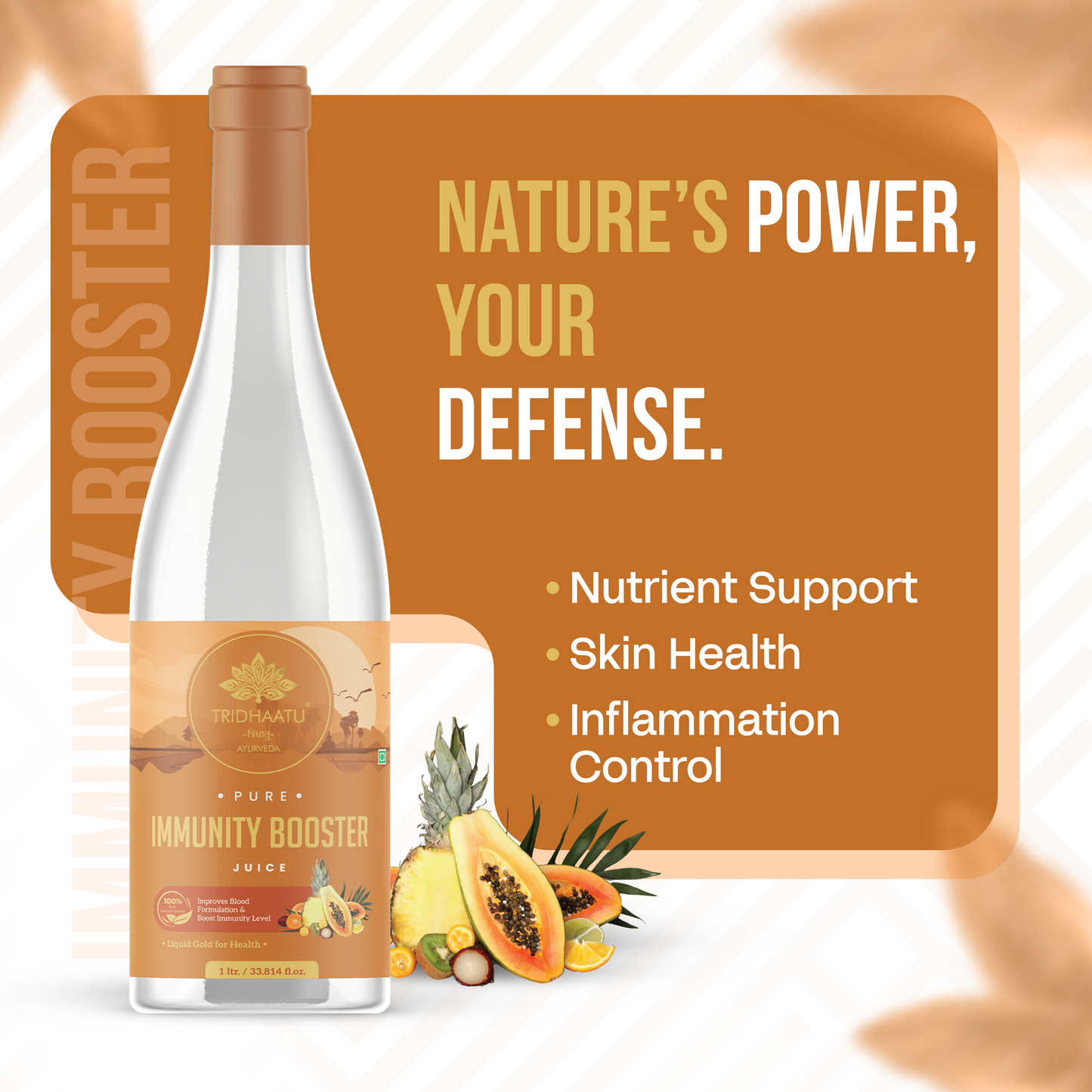 Immunity Booster Juice - 1L | Papaya Leaf, Kiwi, Giloy & Tulsi | Supports Platelet Count & Viral Recovery | Natural Defence with Black Pepper