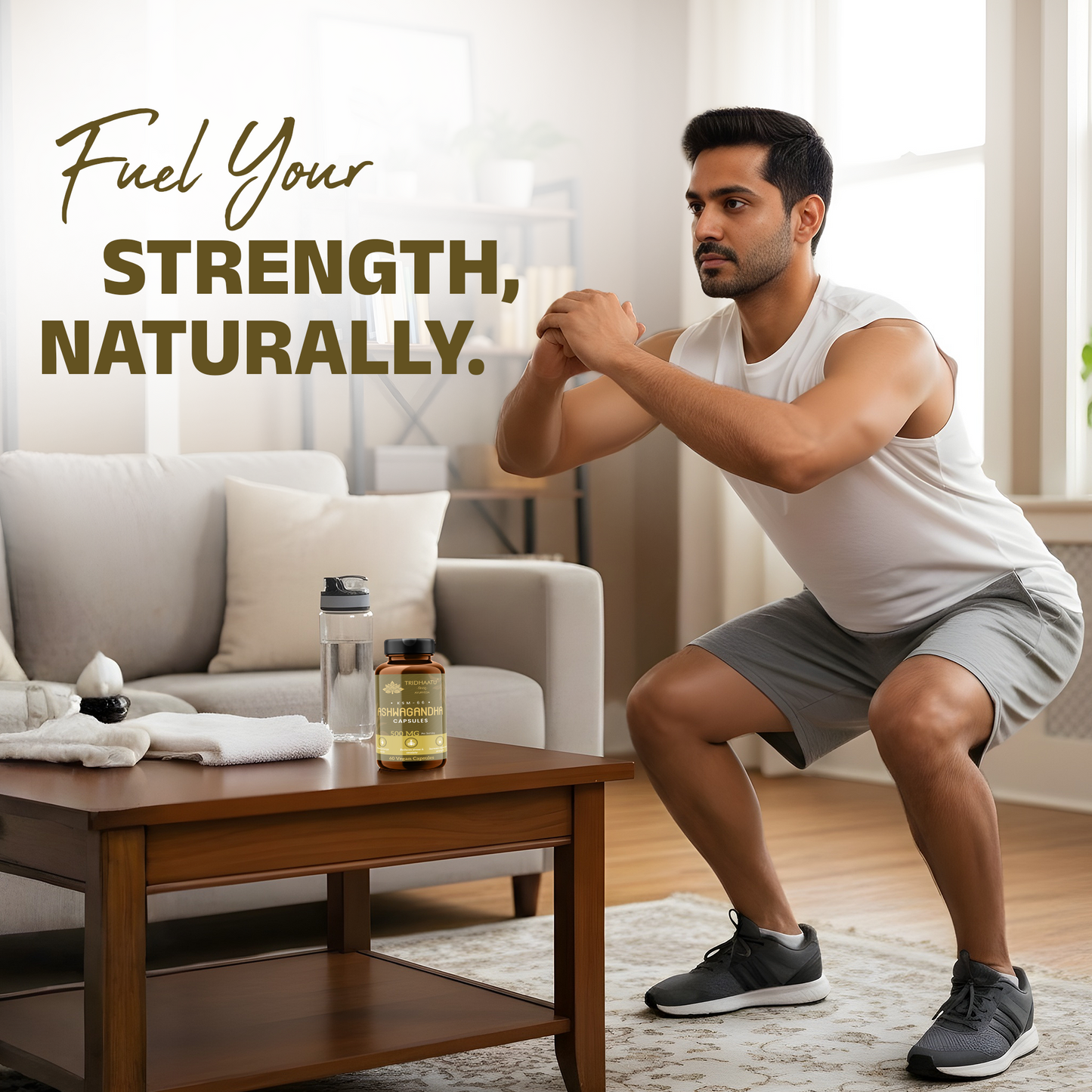 Tridhaatu Ayurveda KSM-66 Ashwagandha Capsules (500mg) – 60 Vegan Capsules