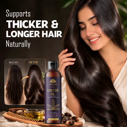 Pure Natural Organic Castor Seed Oil (Hindi-Arandi Oil) Cold Pressed 100% Pure Castor (Arandi) Oil for Skin and Hair With Vitamin E, Omega-6 & 9, Mineral Free and Preservative Free (100 ml)