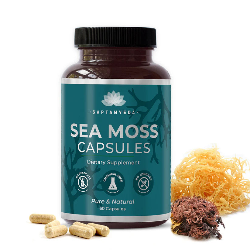 Irish Sea Moss Capsules with Bladder Wrack, Burdock, Turmeric & BioPerine | 500MG | Capsules (60 Veg)