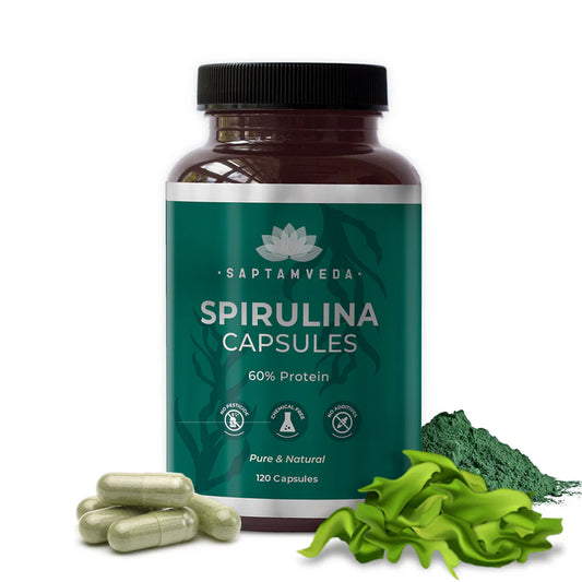 Spirulina 2000 mg per Serving | Protein Rich Organic Superfood for Energy, Immune Support, Detox & Overall Wellness | Anti-Oxidant | Anti-Inflamatory | Veg Capsules (60 Veg)