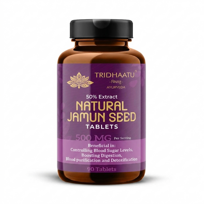 Tridhaatu Ayurveda Jamun Seed 500 MG (90 Tablets) - Herbal Supplement for Blood Purification & Digestion Boost
