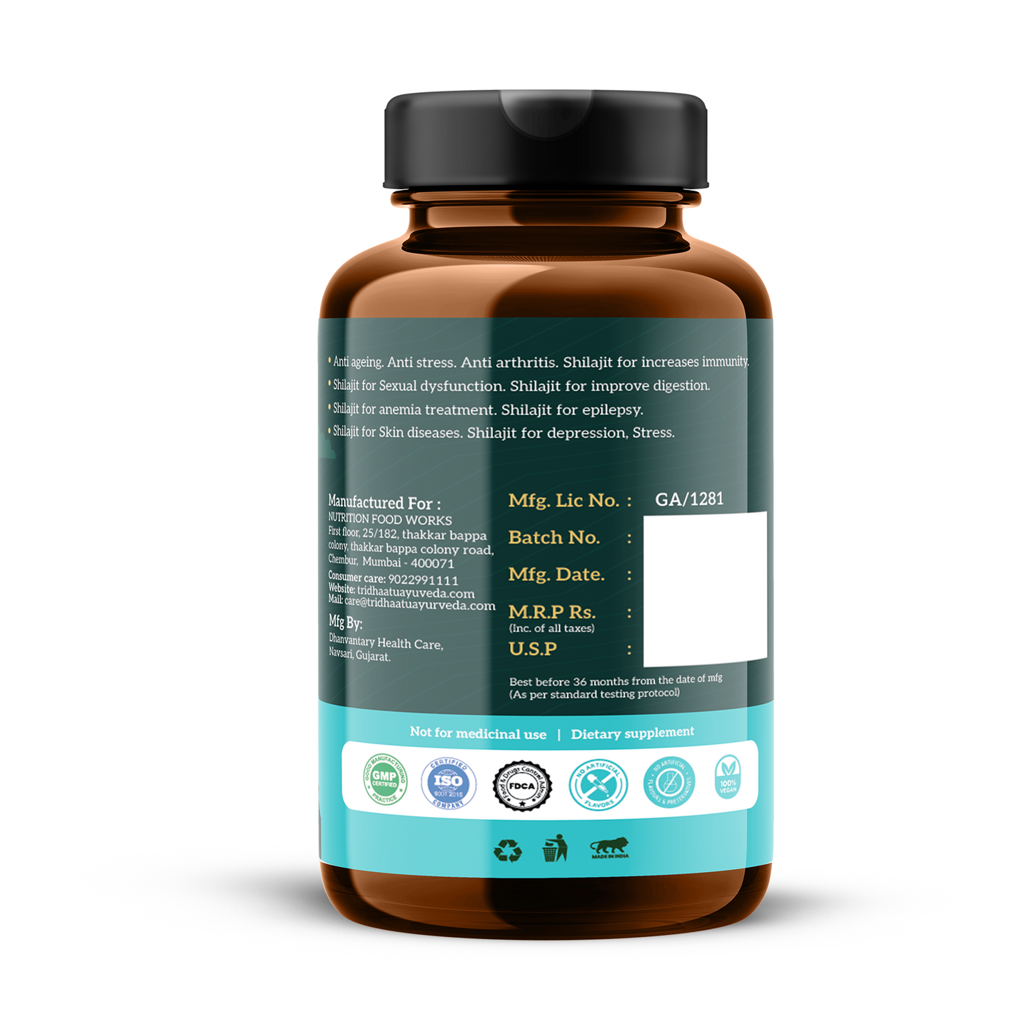 Pure Himalayan Shilajit/Shilajeet  Tablets (500mg) - 60 Tabs | 100% Natural Ayurvedic Supplement for Men & Women | Boosts Energy, Stamina, Endurance & Vitality | Rich in Fulvic Acid & 80+ Trace Minerals.