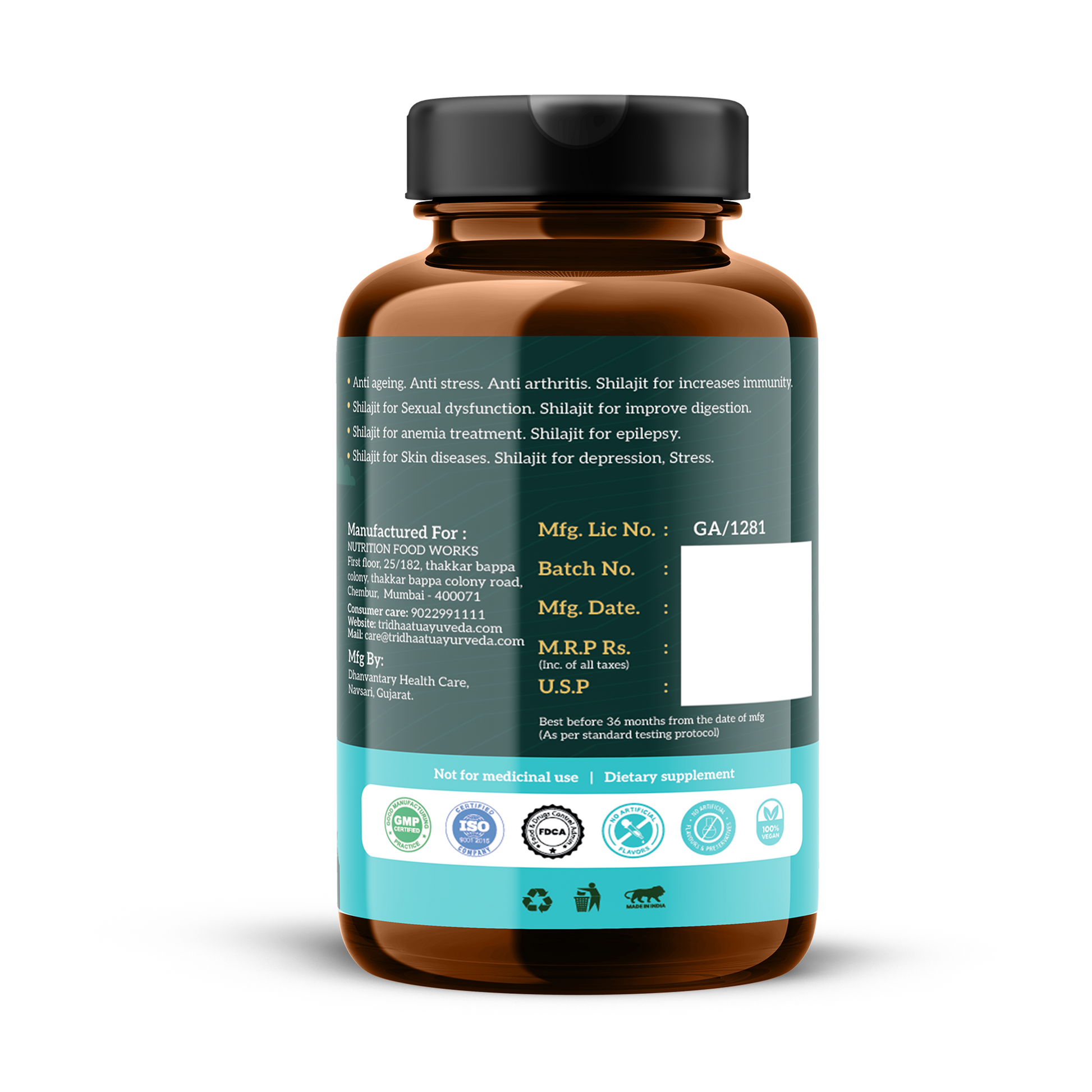 Pure Himalayan Shilajit/Shilajeet  Tablets (500mg) - 60 Tabs | 100% Natural Ayurvedic Supplement for Men & Women | Boosts Energy, Stamina, Endurance & Vitality | Rich in Fulvic Acid & 80+ Trace Minerals.