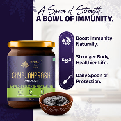 Saffron Enriched Amlaprash – 100% Vegan Ayurvedic Chyawanprash (500g) | Immunity & Strength Booster | Daily Health Revitalizer