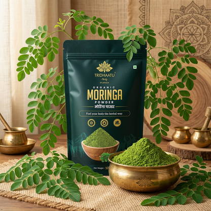 Tridhaatu Ayurveda Organic Moringa Powder (100g) – 100% Pure & Natural Sahjan Leaf Powder
