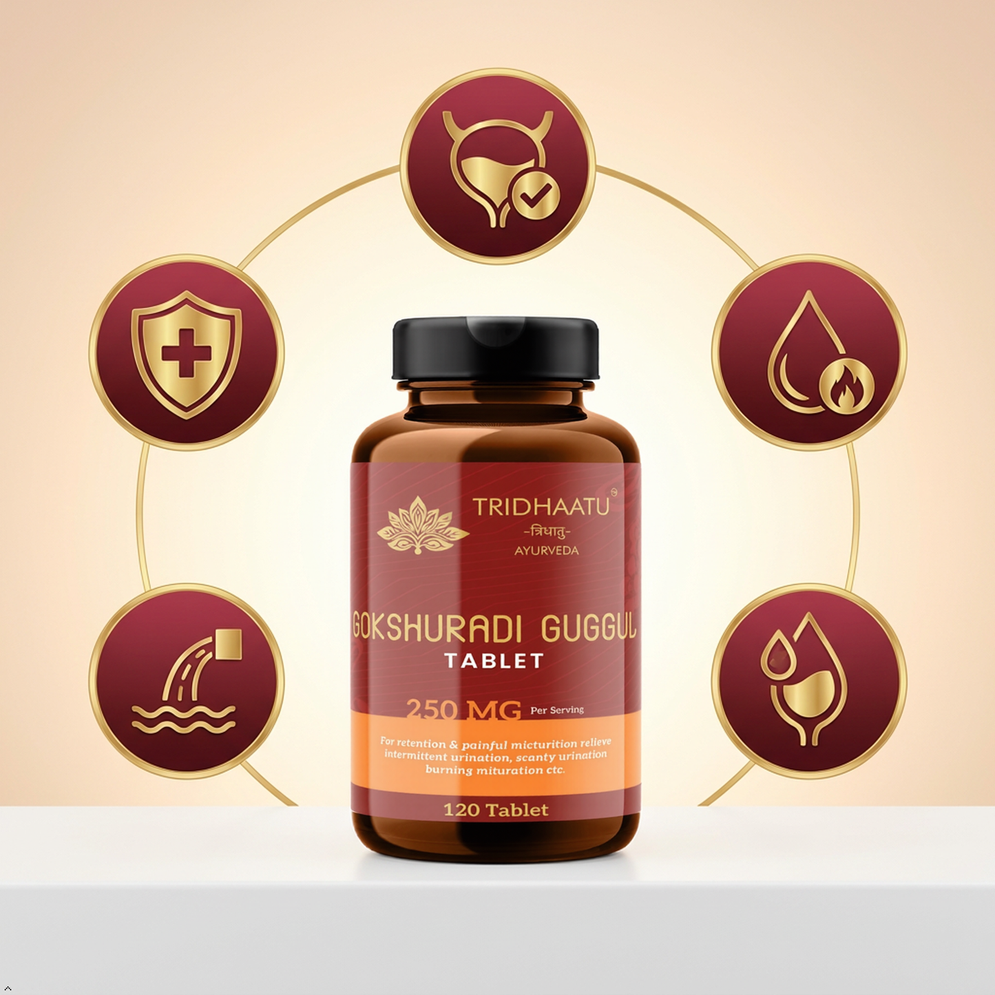 Gokshuradi Guggulu- 120 Tablets Ayurvedic Supplement for Women Kidney & Urinary Tract Health, Helps Detoxification, Reduces Inflammation, Enriched With Gokshura, Guggulu, Haritaki, Amla