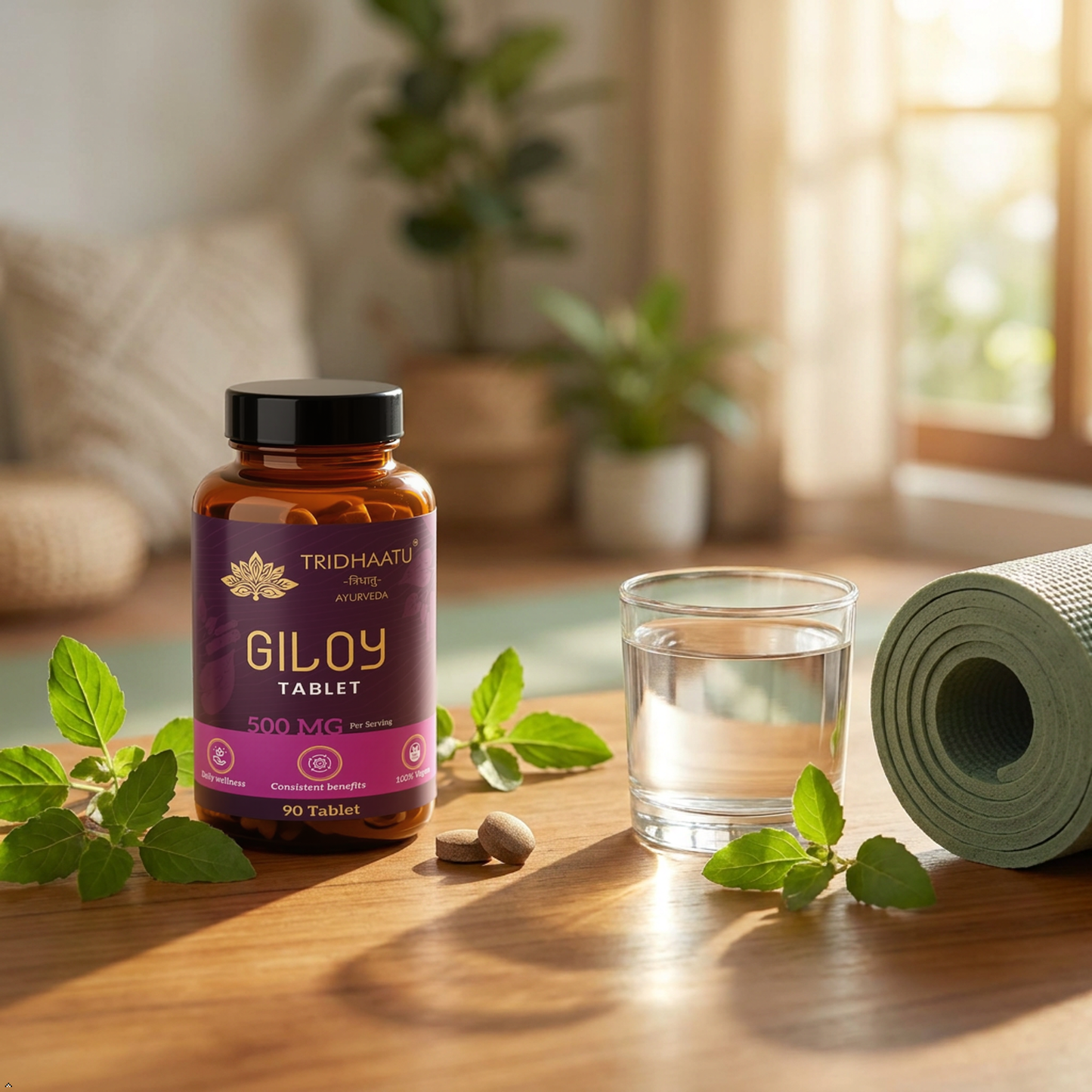 Pure Herbs Guduchi Giloy Tablets with 100% Pure Giloy Extract | Ayurvedic Immunity Booster | Protects against Infections | Improves Liver Function |100% Ayurvedic &amp; Vegetarian (90 Tabs) 500 MG