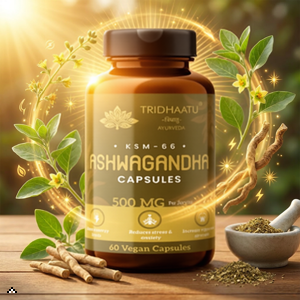 Tridhaatu Ayurveda KSM-66 Ashwagandha Capsules (500mg) – 60 Vegan Capsules