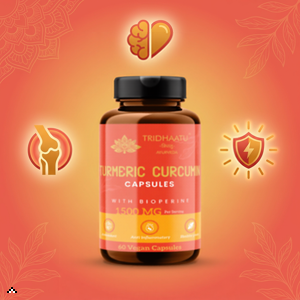 Tridhaatu Ayurveda Turmeric Curcumin 1500mg with BioPerine for Joint Support & Inflammation - 60 Vegan Capsules | Anti-inflammatory Supplement for Adults | With Curcuma Longa, Turmeric & Ginger Root extract | Joint Support Supplement for Men & Women
