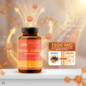 Tridhaatu Ayurveda Turmeric Curcumin 1500mg with BioPerine for Joint Support & Inflammation - 60 Vegan Capsules | Anti-inflammatory Supplement for Adults | With Curcuma Longa, Turmeric & Ginger Root extract | Joint Support Supplement for Men & Women