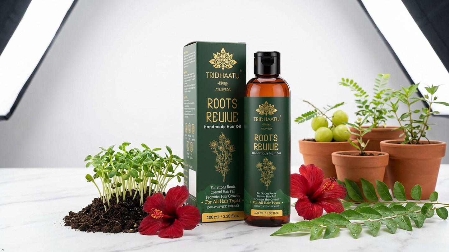 Roots Revive Hair Oil for Hair Growth & Hair Fall Control (100ml) | With Amla, Bhringraj, Brahmi & Coconut Oil | 100% Natural, Mineral Oil & Paraben Free | For Stronger, Healthier Hair for Men & Women