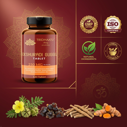 Gokshuradi Guggulu- 120 Tablets Ayurvedic Supplement for Women Kidney & Urinary Tract Health, Helps Detoxification, Reduces Inflammation, Enriched With Gokshura, Guggulu, Haritaki, Amla