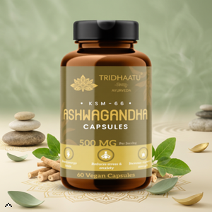 Tridhaatu Ayurveda KSM-66 Ashwagandha Capsules (500mg) – 60 Vegan Capsules