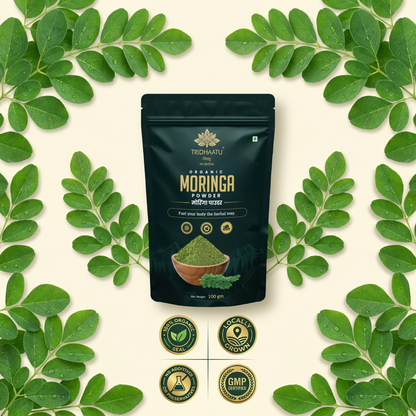 Tridhaatu Ayurveda Organic Moringa Powder (100g) – 100% Pure & Natural Sahjan Leaf Powder