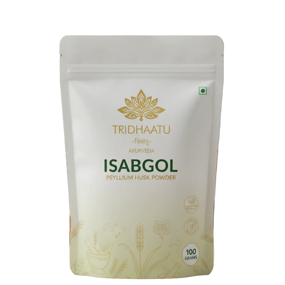 Tridhaatu Ayurveda Isabgol - 100% Pure Psyllium Husk for Digestion & Constipation Relief (100g).