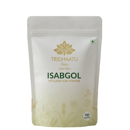 Tridhaatu Ayurveda Isabgol - 100% Pure Psyllium Husk for Digestion & Constipation Relief (100g).