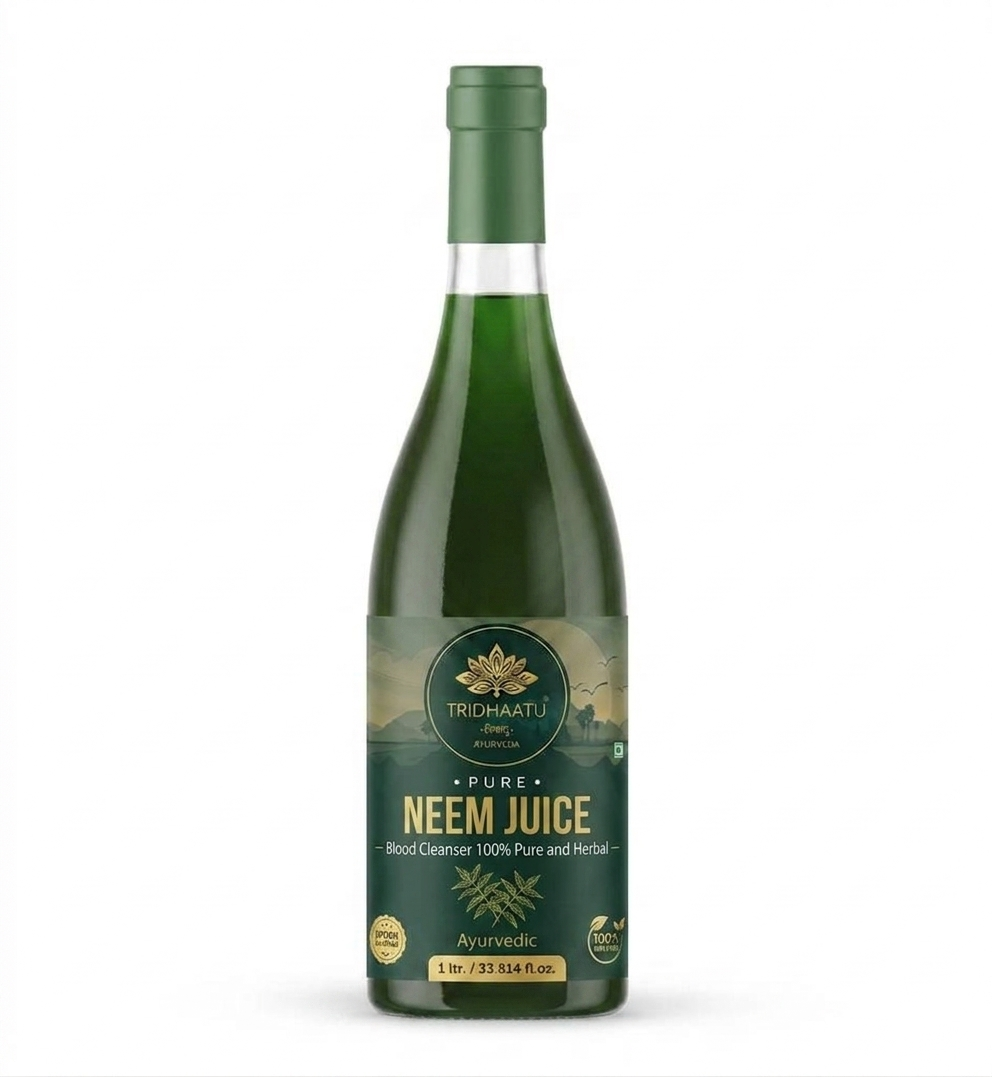 Tridhaatu Ayurveda Pure Neem Juice | 100% Herbal Blood Purifier & Skin Detox | 1L