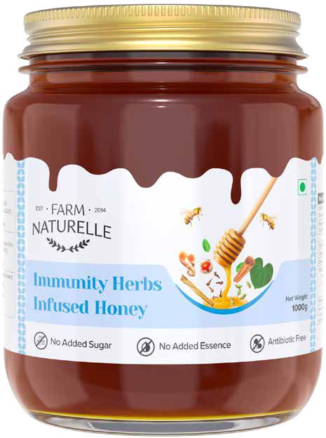 Immunity herbs Infused Flora wild Forest Honey - 400 gm | 100% Pure Honey, Raw Natural Un-Processed - Un-Heated Honey | Lab Tested in Glass Bottle.