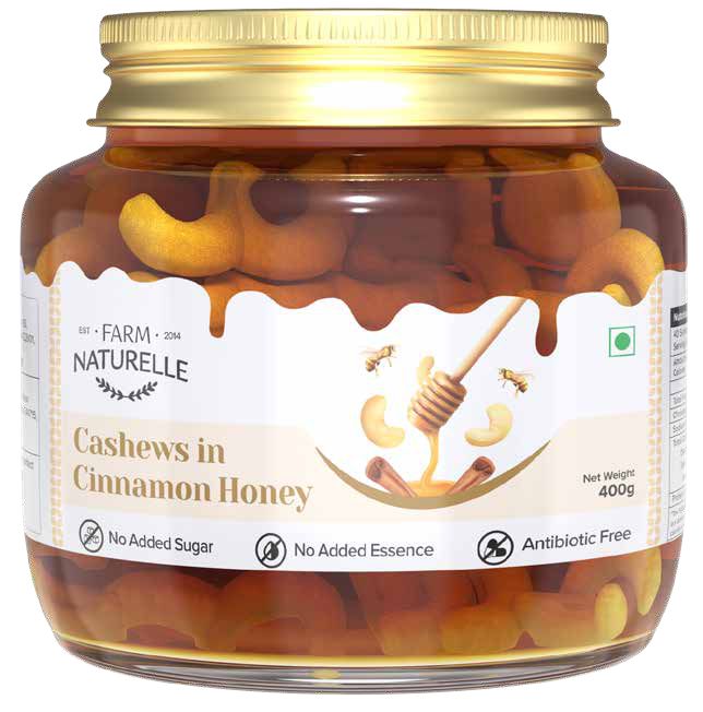 Almonds in Cashews Infused wild Forest Honey - 400 gm | 100% Pure Honey, Raw Natural Un-Processed - Un-Heated Honey | Lab Tested in Glass Bottle.