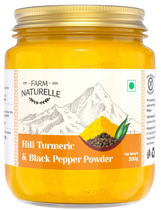 Hill pure Organic Turmeric & Black Pepper Powder | Authentic Turmeric Powder from Uttarakhand Hills | Hand Ground