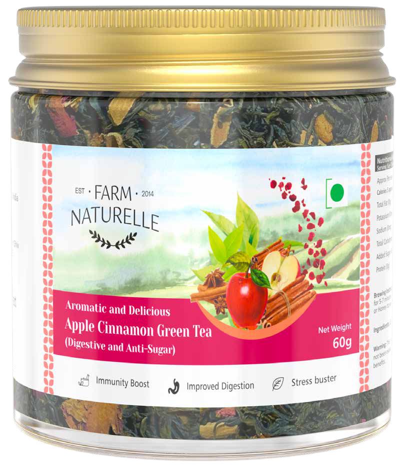 Herbal Infusion Apple Cinnamon Green Tea for Gut Health ( 60 GRAM )