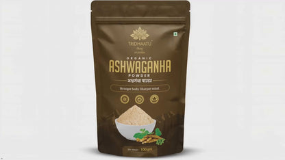 Tridhaatu Ayurveda Organic Ashwagandha Root Powder | 100g - Ashwagandha Podi/Amukkara Kizhangu / Asvagandha / Adaptogen Churna Powder