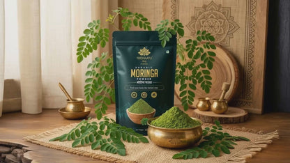Tridhaatu Ayurveda Organic Moringa Powder (100g) – 100% Pure & Natural Sahjan Leaf Powder