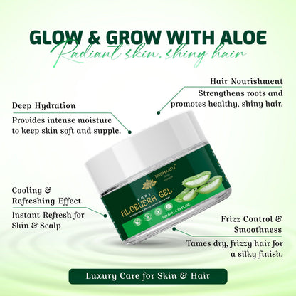 Tridhaatu Ayurveda's Pure Aloe Vera Gel - Multipurpose Beauty Gel for Skin & Hair (120g).
