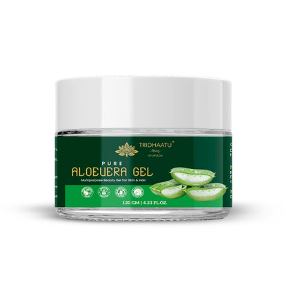 Tridhaatu Ayurveda's Pure Aloe Vera Gel - Multipurpose Beauty Gel for Skin & Hair (120g).